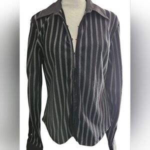 Stylish Black and White Striped Women's Blouse